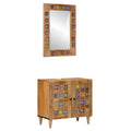 vidaXL Badezimmermöbel-Set Wandmontiert 2 pcs Natur Massivholz Mango