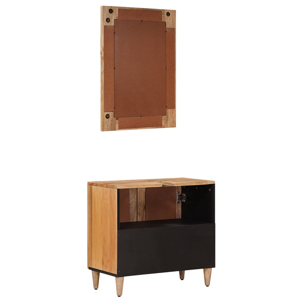 vidaXL Badezimmermöbel-Set Wandmontiert 2 pcs Natur Massivholz Mango