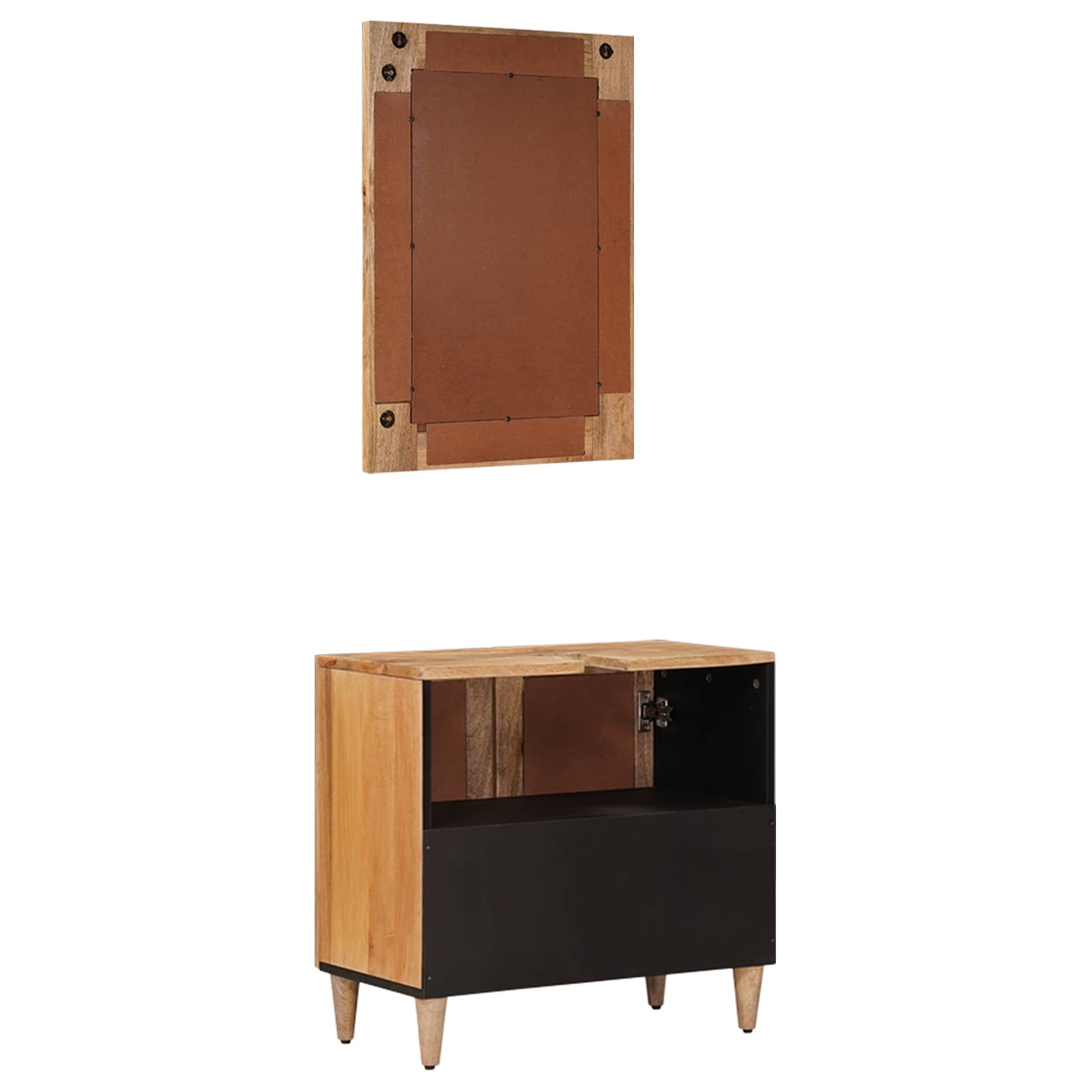 vidaXL Badezimmermöbel-Set Wandmontiert 2 pcs Natur Massivholz Mango