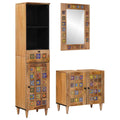 vidaXL Badezimmermöbel-Set mit Schubladen 3 pcs Natur Massivholz Mango