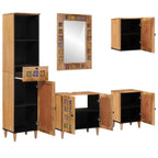 vidaXL Badezimmermöbel-Set mit Schubladen 5 pcs Natur Massivholz Mango