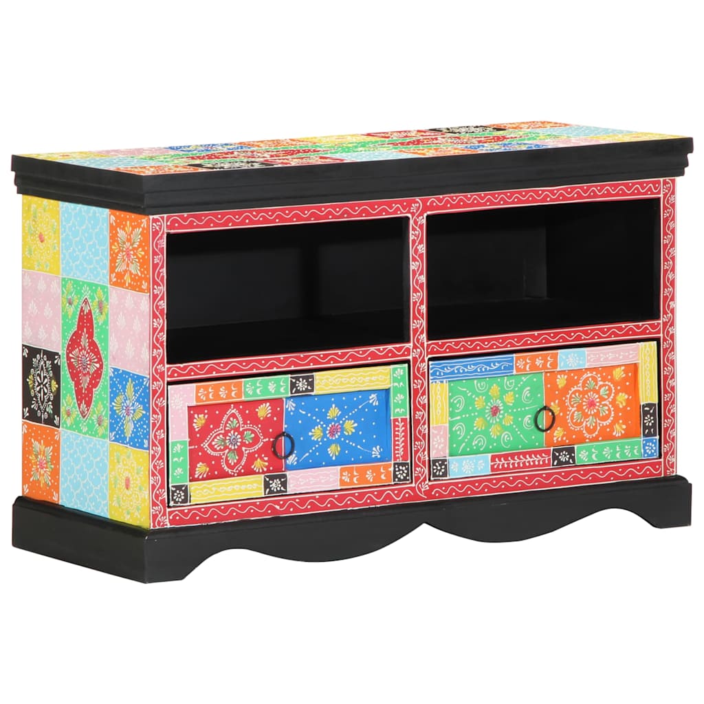 vidaXL TV-Schränk Mehrfarbig 80 x 35 x 50 cm Massivholz Mango