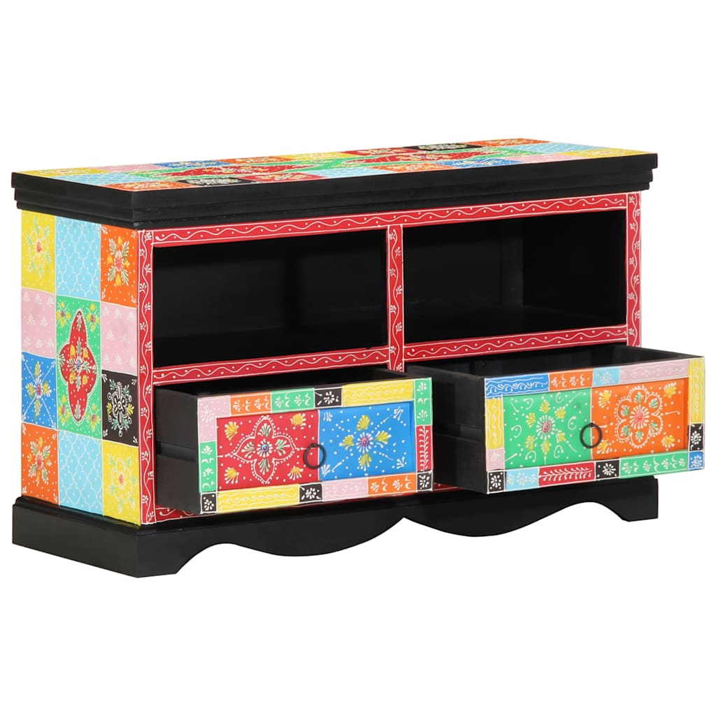 vidaXL TV-Schränk Mehrfarbig 80 x 35 x 50 cm Massivholz Mango