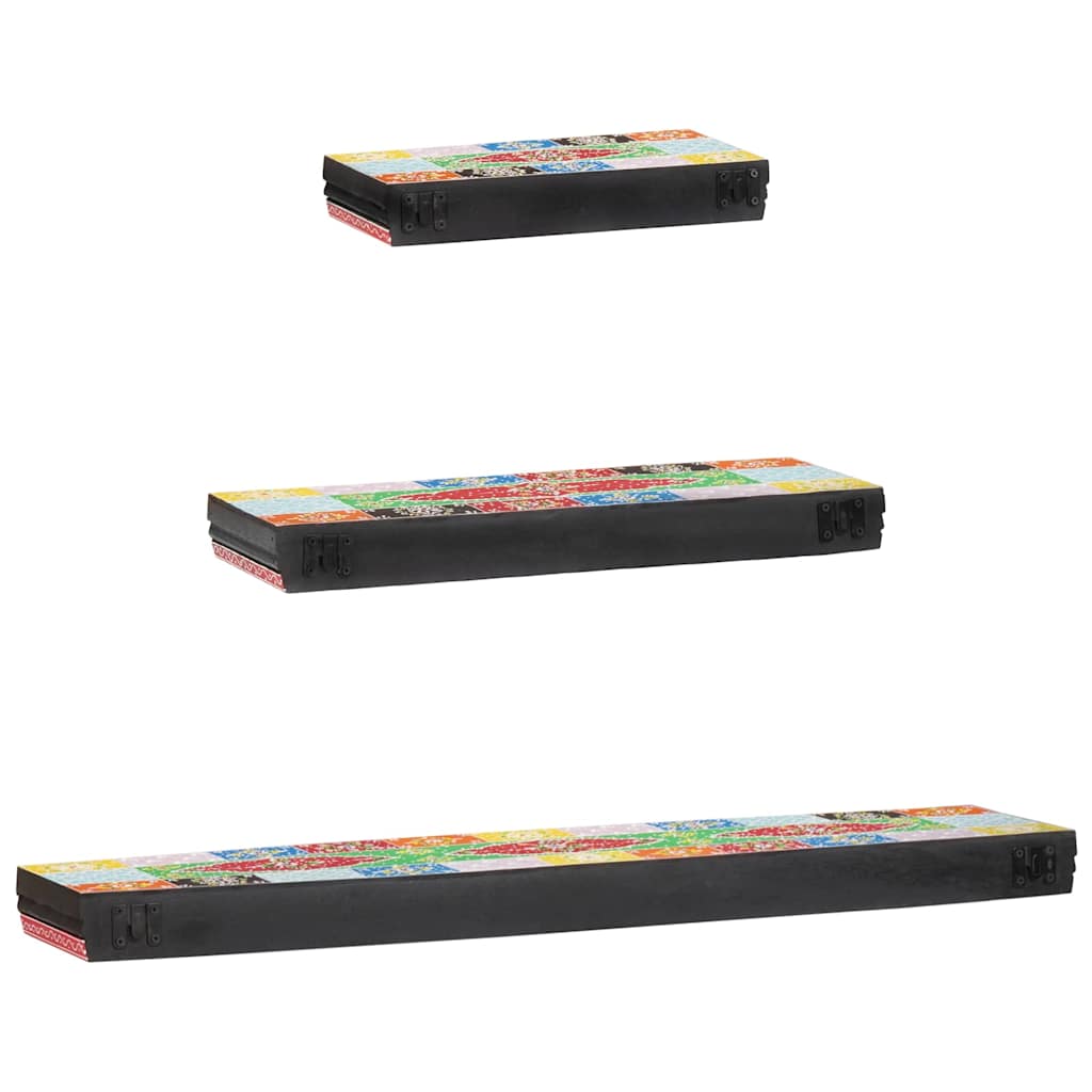 vidaXL Wandregale 3 pcs Mehrfarbig 100 x 20 x 6 cm Massivholz Mango