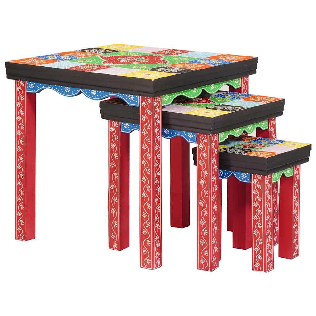 vidaXL Quadratischer Tisch 3 pcs Mehrfarbig