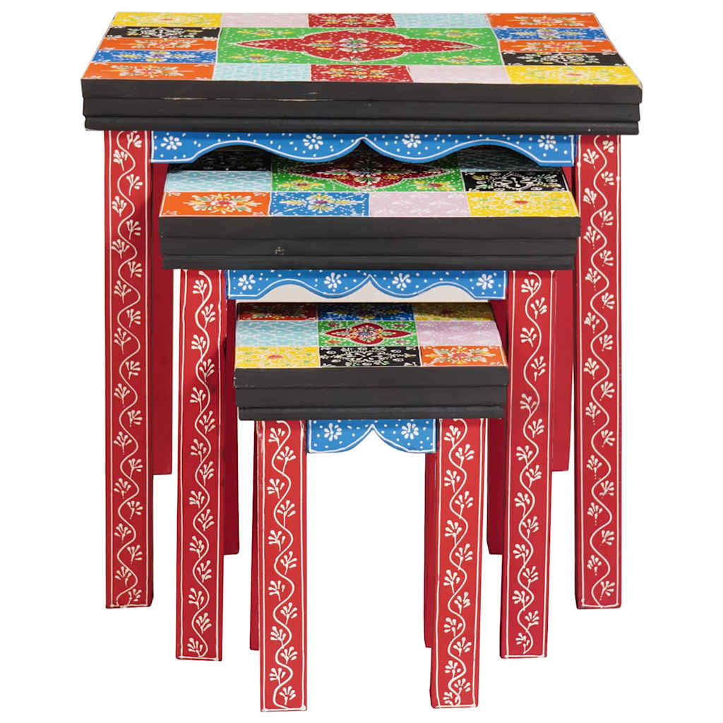 vidaXL Quadratischer Tisch 3 pcs Mehrfarbig