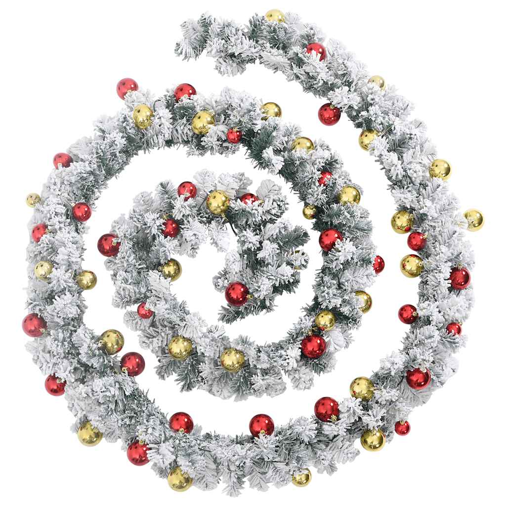 vidaXL Weihnachtsgirlande mit Kugeln und LED-Leuchten Grün 5 m PVC