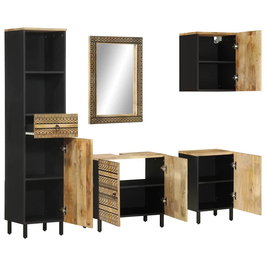 vidaXL 5-tlg. Badmöbel-Set Massivholz Mango
