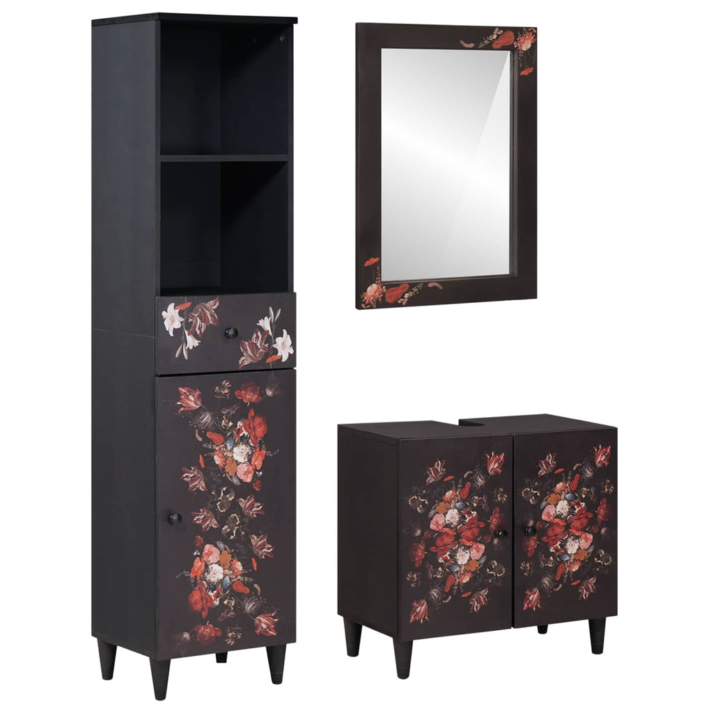 vidaXL Badezimmerschrank-Set mit Schubladen 3 pcs Massivholz Mango