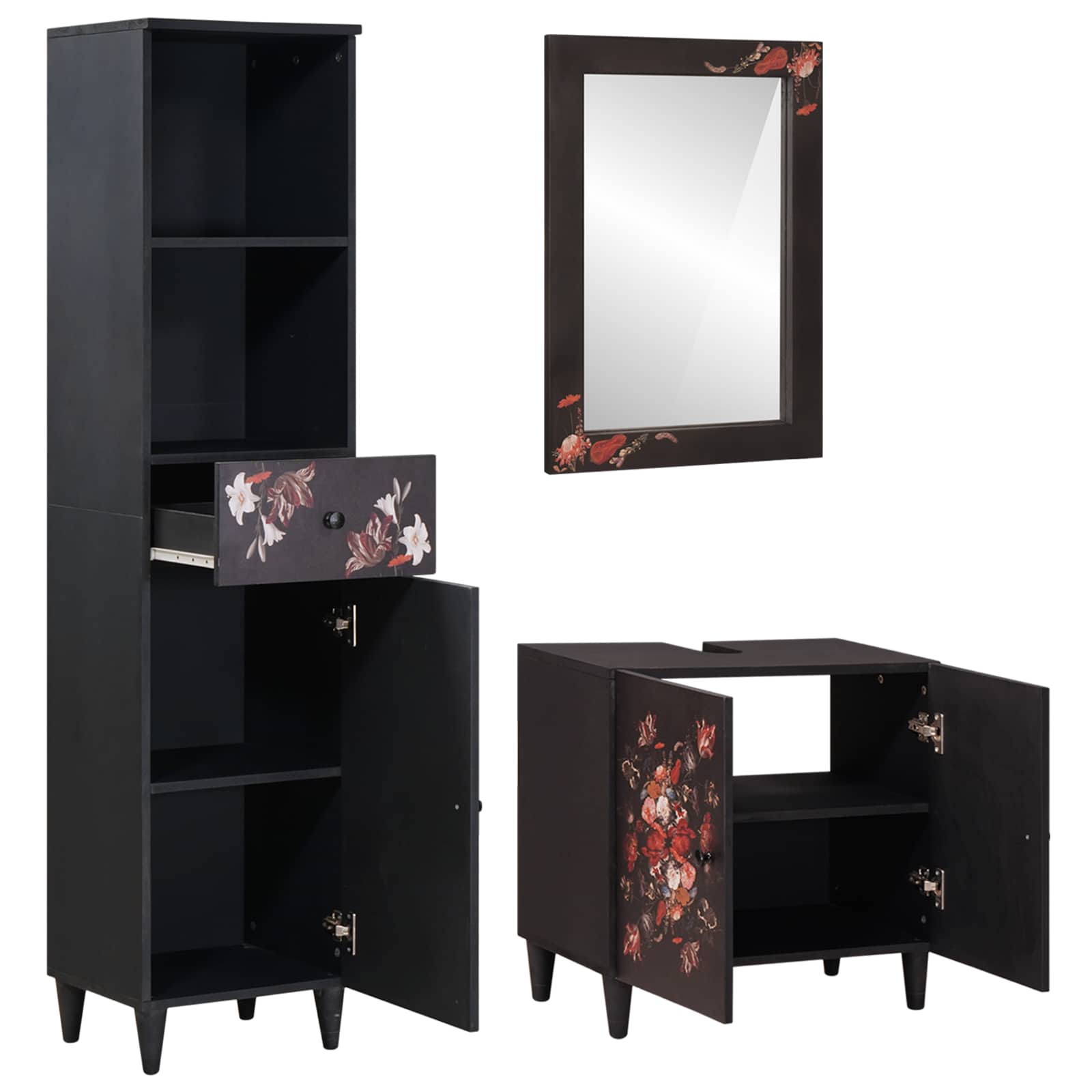 vidaXL Badezimmerschrank-Set mit Schubladen 3 pcs Massivholz Mango