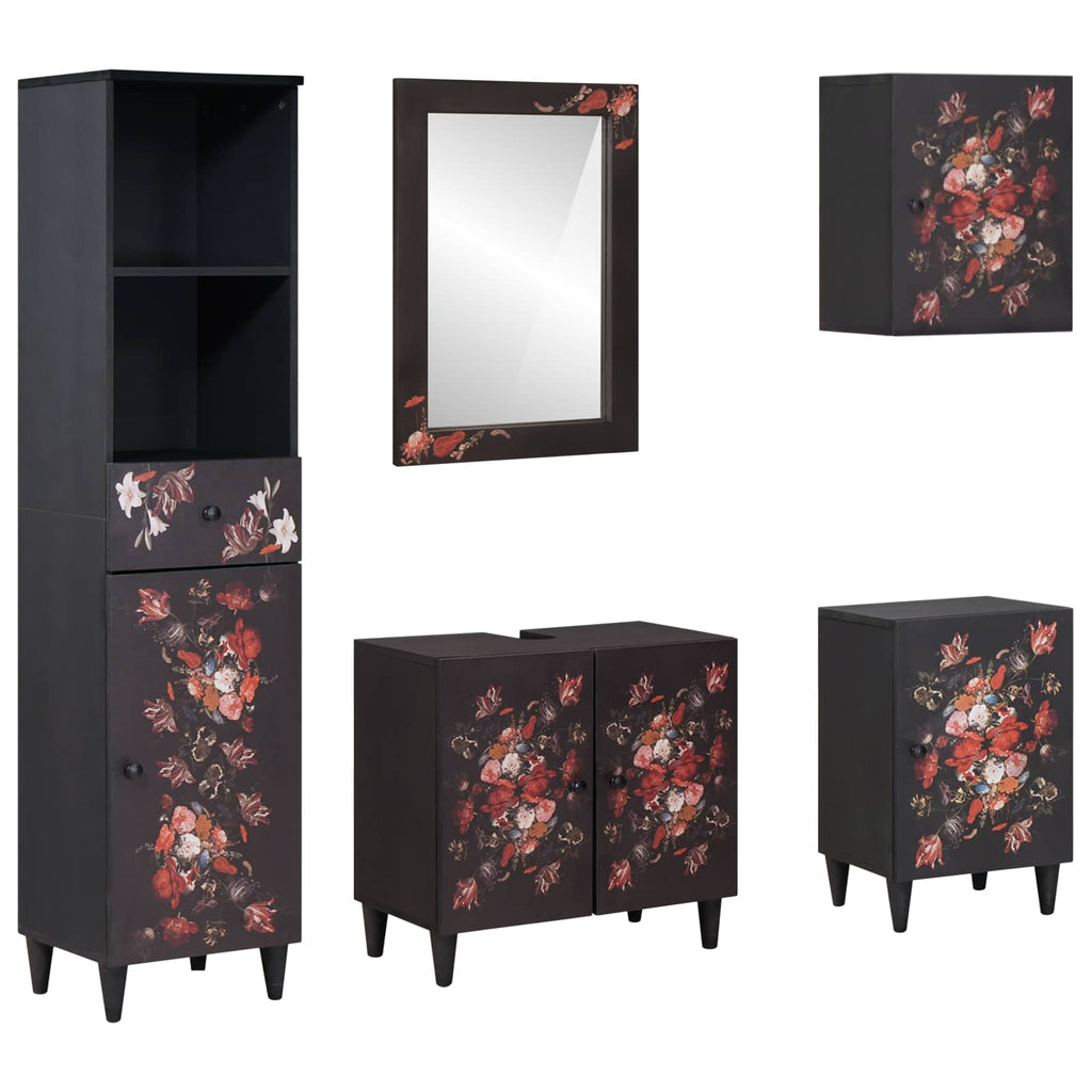 vidaXL Badezimmerschrank-Set mit Schubladen 5 pcs Massivholz Mango