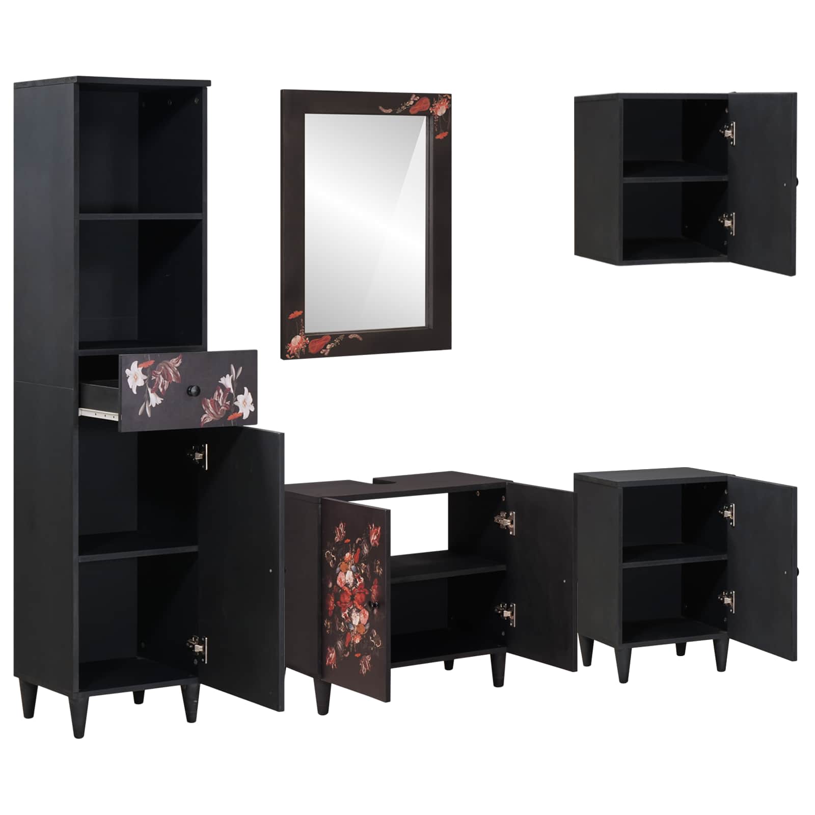 vidaXL Badezimmerschrank-Set mit Schubladen 5 pcs Massivholz Mango
