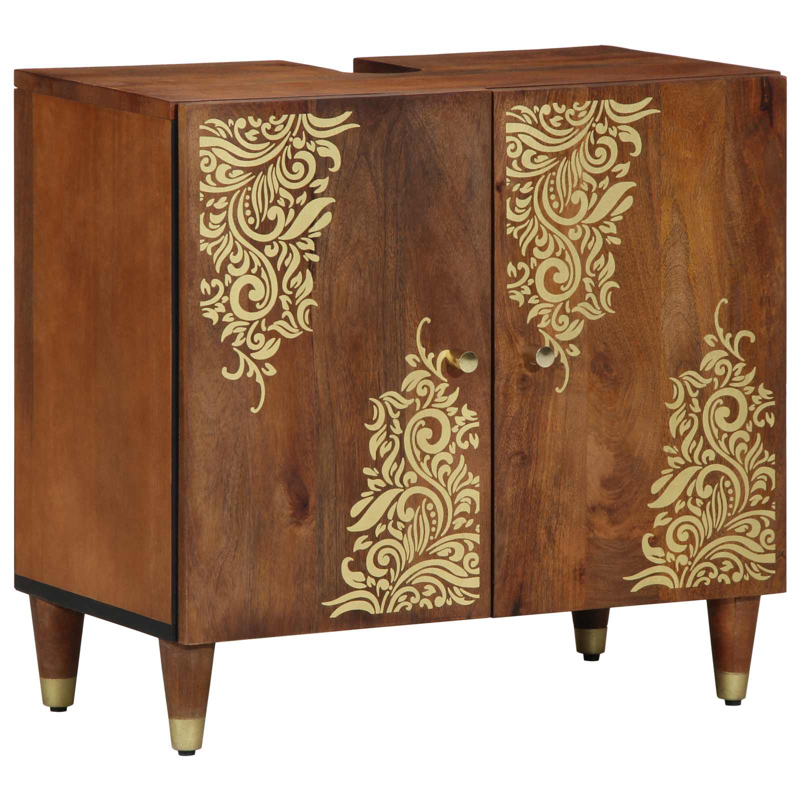 vidaXL Badezimmerschrank-Set mit Tür 2 pcs Honigbraun Massivholz Mango