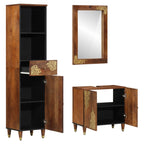 vidaXL Badezimmerschrank-Set mit Tür 3 pcs Honigbraun Massivholz Mango