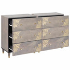 vidaXL Sideboard mit Regal 2 pcs Grau 60 x 33 x 75 cm Massivholz Mango