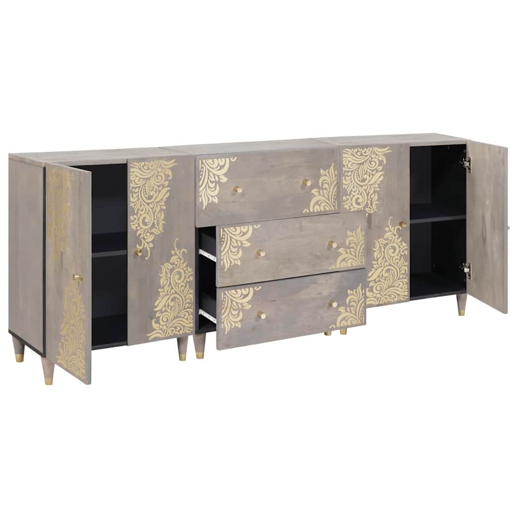 vidaXL Badezimmerschrank-Set 3 pcs Grau und Gold 180 x 33 x 75 cm