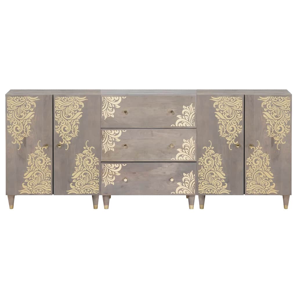 vidaXL Badezimmerschrank-Set 3 pcs Grau und Gold 180 x 33 x 75 cm