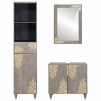 vidaXL Badezimmerschrank-Set Wandmontiert 3 pcs Grau Massivholz Mango