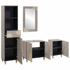 vidaXL Badezimmerschrank-Set Wandmontiert 4 pcs Grau Massivholz Mango