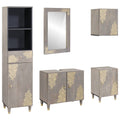 vidaXL Badezimmerschrank-Set Wandmontiert 5 pcs Grau Massivholz Mango