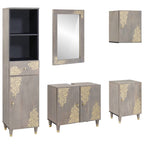 vidaXL Badezimmerschrank-Set Wandmontiert 5 pcs Grau Massivholz Mango