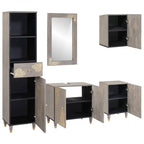 vidaXL Badezimmerschrank-Set Wandmontiert 5 pcs Grau Massivholz Mango