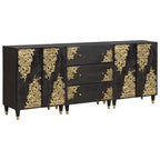vidaXL Badezimmerschrank-Set mit Regal 3 pcs Schwarz 180 x 33 x 75 cm