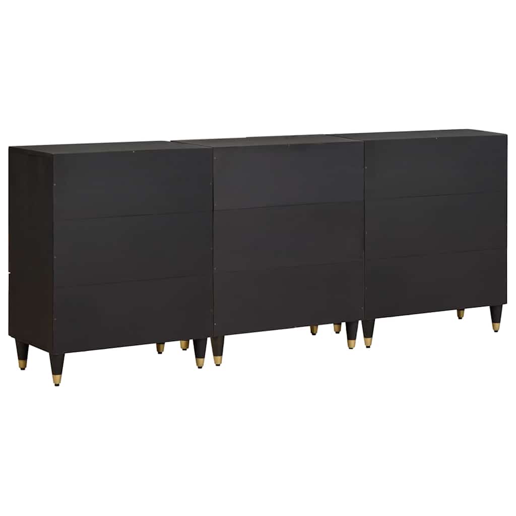 vidaXL Badezimmerschrank-Set mit Regal 3 pcs Schwarz 180 x 33 x 75 cm