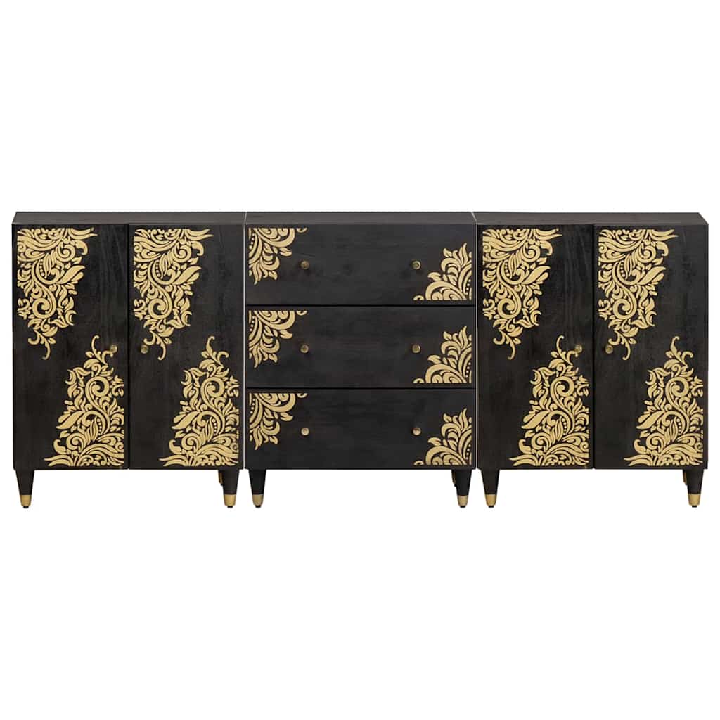 vidaXL Badezimmerschrank-Set mit Regal 3 pcs Schwarz 180 x 33 x 75 cm
