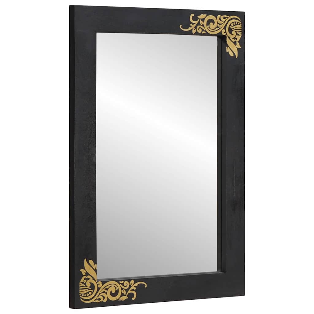 vidaXL Badezimmerschrank-Set mit Tür 2 pcs Schwarz Massivholz Mango