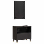 vidaXL Badezimmerschrank-Set mit Tür 2 pcs Schwarz Massivholz Mango