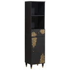 vidaXL Badezimmerschrank-Set mit Tür 4 pcs Schwarz Massivholz Mango