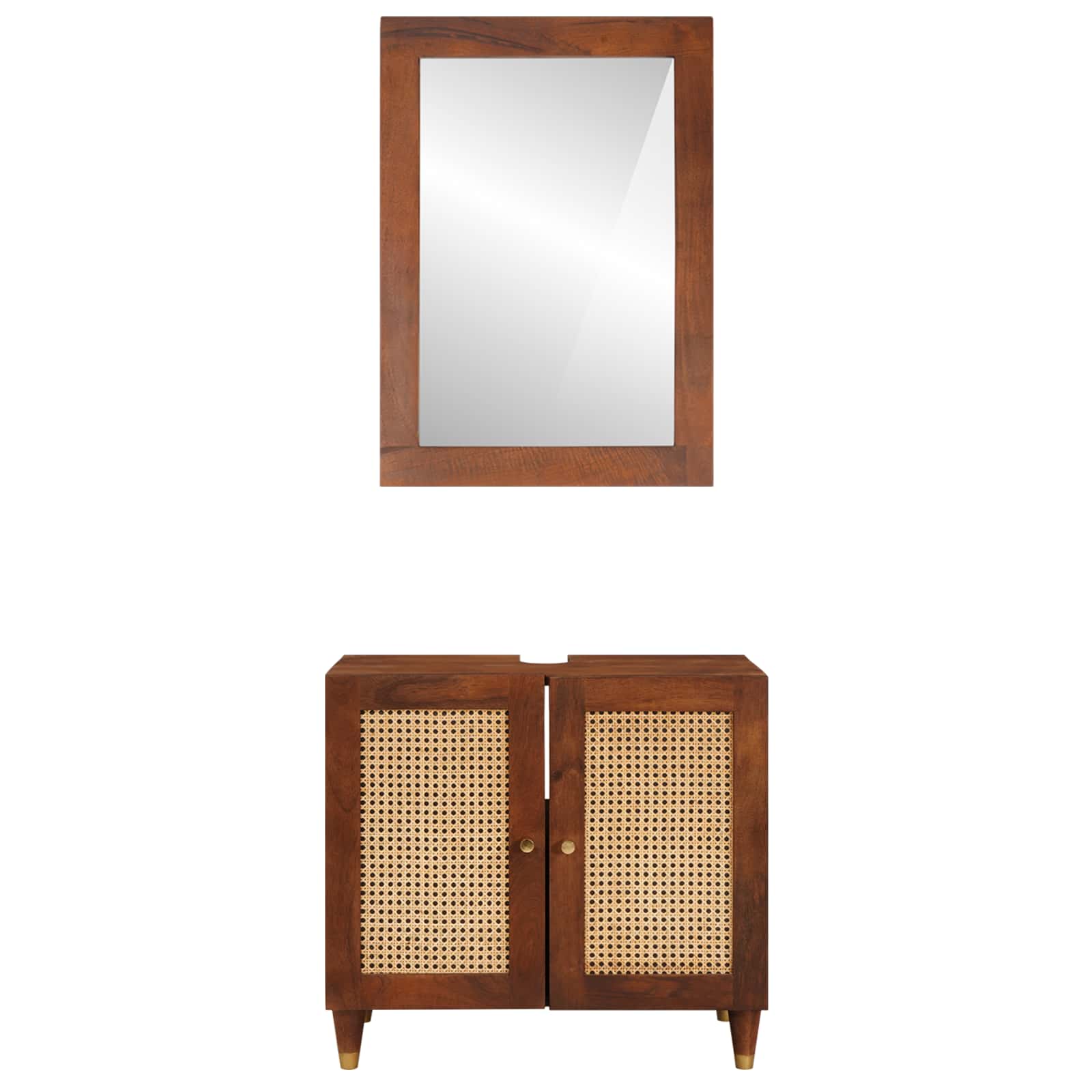 vidaXL Badezimmerschrank 2 pcs Schwarz und Gold Massivholz Mango