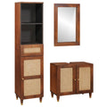 vidaXL Badezimmerschrank 3 pcs Braun und Schwarz Massivholz Mango