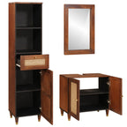 vidaXL Badezimmerschrank 3 pcs Braun und Schwarz Massivholz Mango