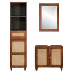 vidaXL Badezimmerschrank 3 pcs Braun und Schwarz Massivholz Mango