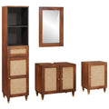 vidaXL Badezimmerschrank 4 pcs Braun und Schwarz Massivholz Mango