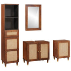 vidaXL Badezimmerschrank 4 pcs Braun und Schwarz Massivholz Mango