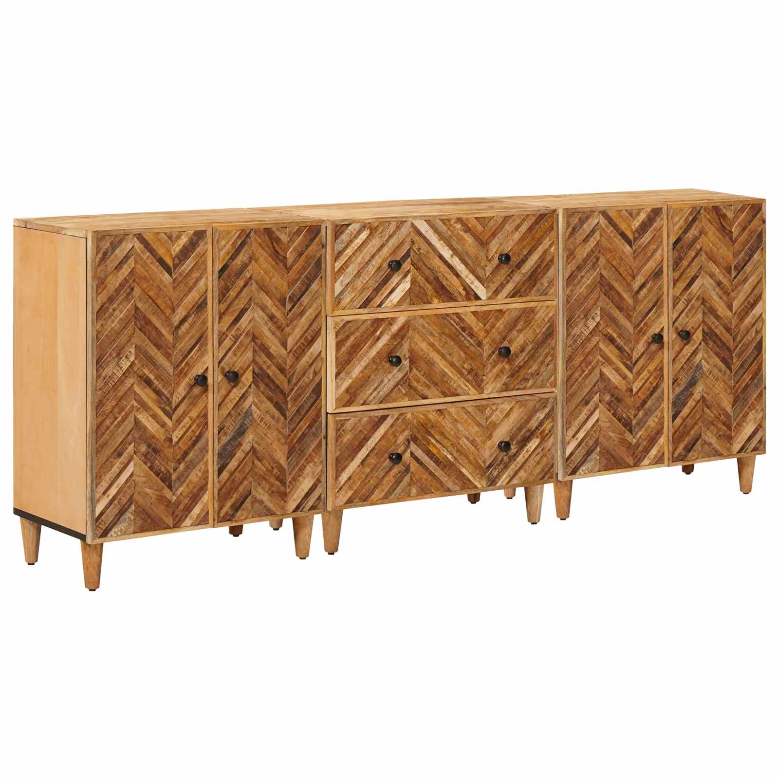 vidaXL Stauraumschränke 3 pcs Braun 60 x 33,5 x 75 cm Massivholz Mango