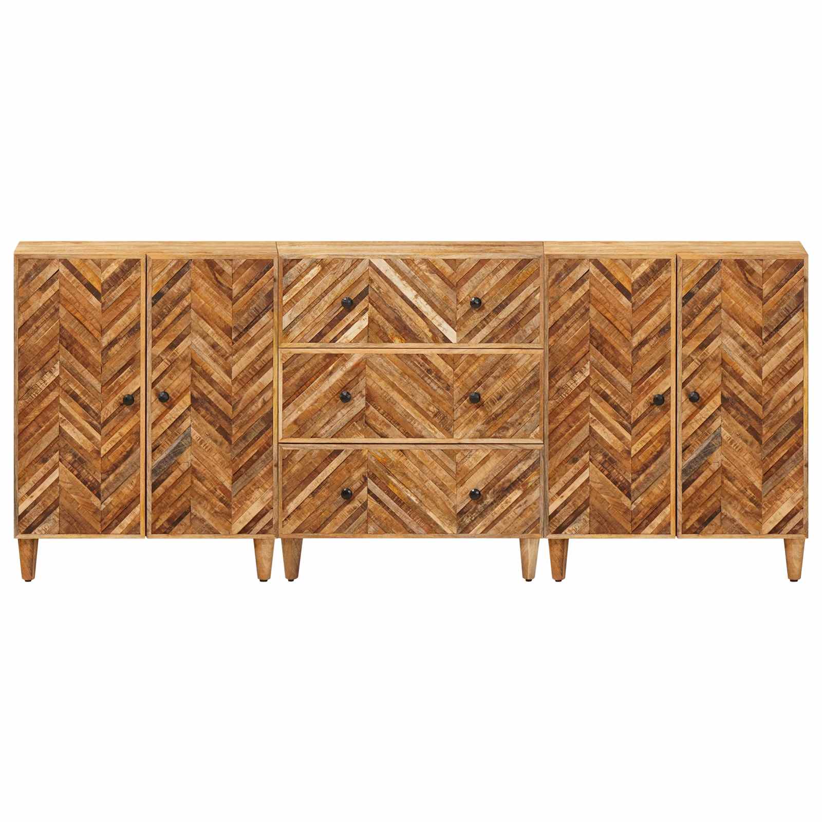 vidaXL Stauraumschränke 3 pcs Braun 60 x 33,5 x 75 cm Massivholz Mango
