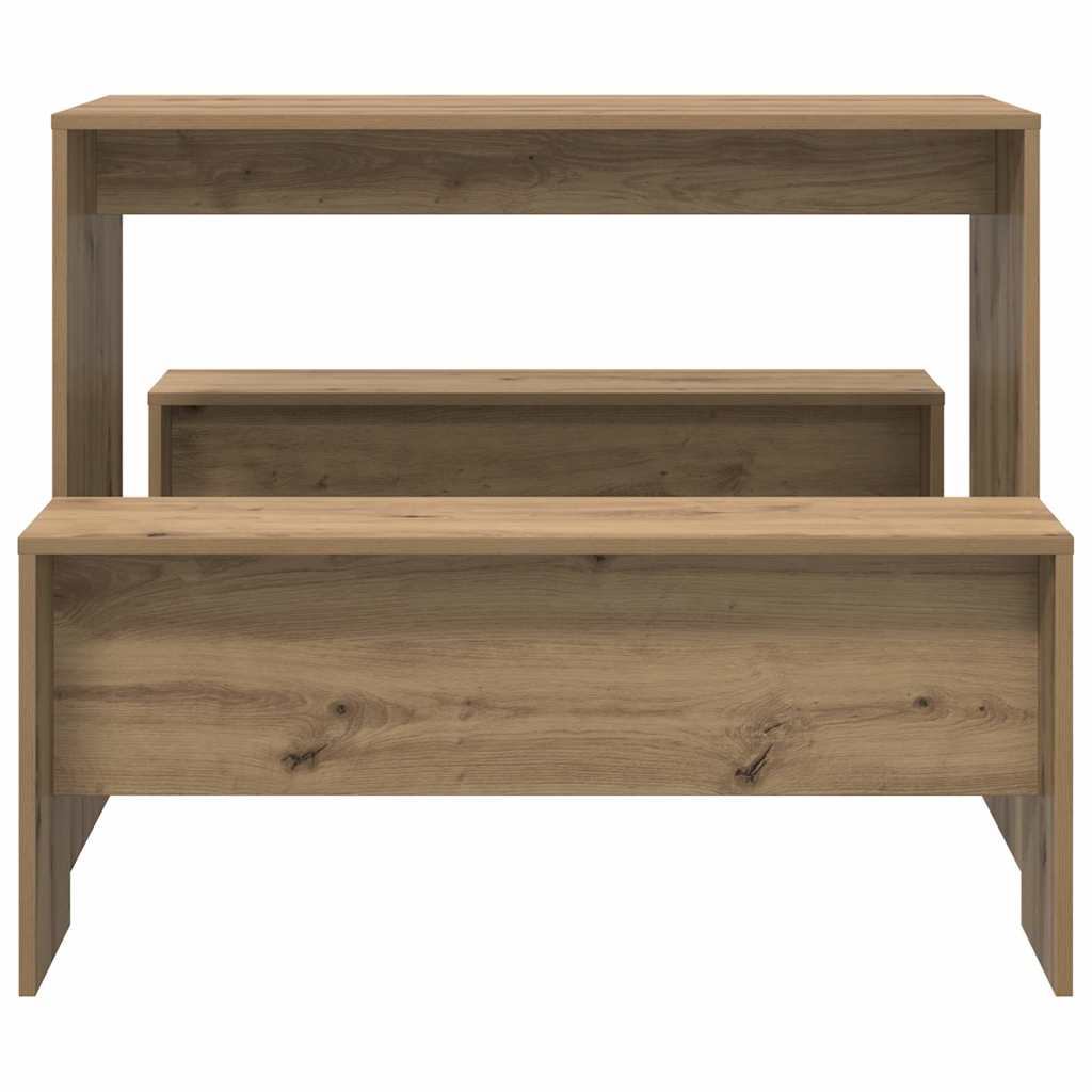 vidaXL 3-tlg. Esstisch und Bank Set Artisan-Eiche Holzwerkstoff