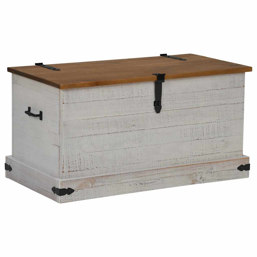 vidaXL Truhe HALDEN Weiß 91x48x47 cm Massivholz Kiefer