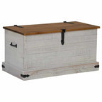 vidaXL Truhe HALDEN Weiß 91x48x47 cm Massivholz Kiefer