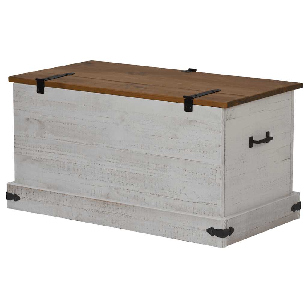 vidaXL Truhe HALDEN Weiß 91x48x47 cm Massivholz Kiefer