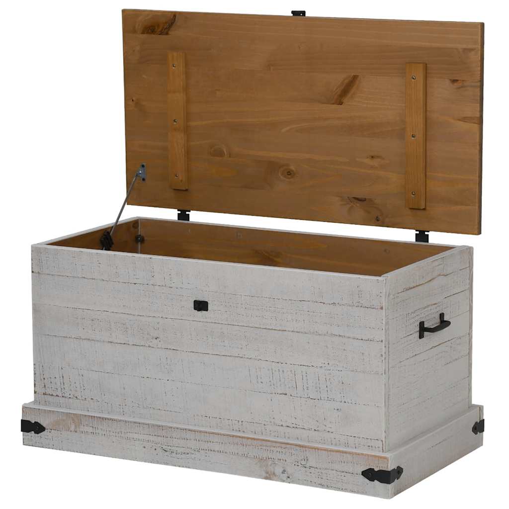 vidaXL Truhe HALDEN Weiß 91x48x47 cm Massivholz Kiefer