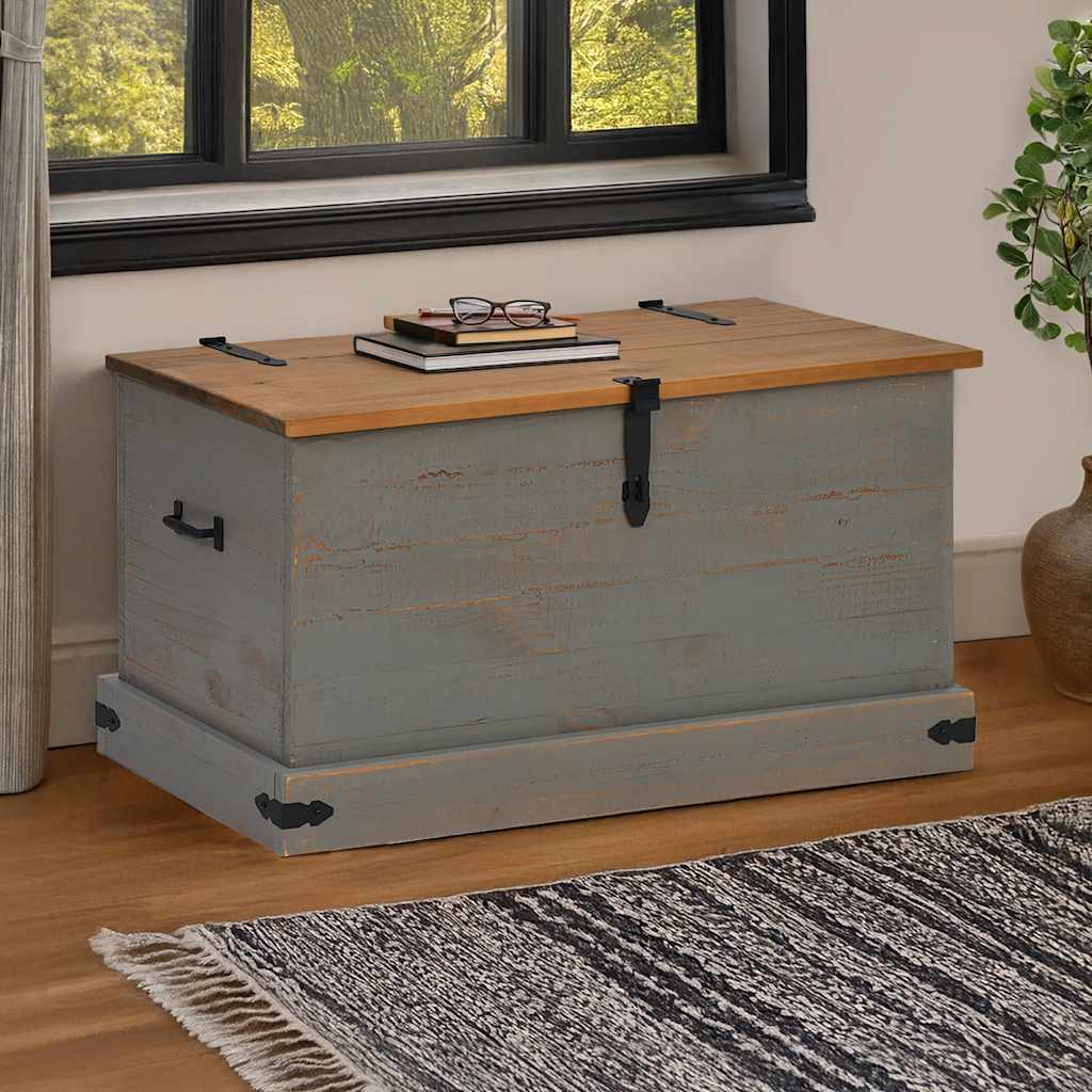 vidaXL Truhe HALDEN Weiß 91x48x47 cm Massivholz Kiefer