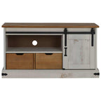 vidaXL TV-Schrank HALDEN mit Schiebetür Weiß 110x40x60 cm Massivholz