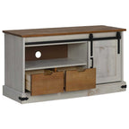 vidaXL TV-Schrank HALDEN mit Schiebetür Weiß 110x40x60 cm Massivholz