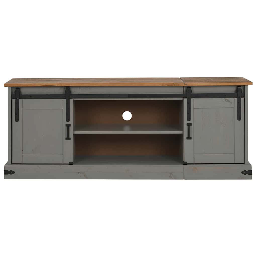 vidaXL TV-Schrank HALDEN 2 Schiebetüren Grau 150x40x60 cm Massivholz
