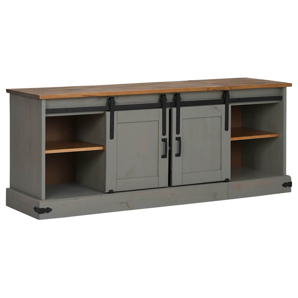 vidaXL TV-Schrank HALDEN 2 Schiebetüren Grau 150x40x60 cm Massivholz